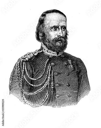 Engraving (1807 - 1882) Italian general named the Hero of the Two Worlds for his military enterprises in South America and Italy, where contributed to the unification of the country