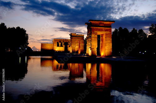 Temple of Debod of Madrid. An ancient Egyptian temple that was dismantled and rebuilt in Madrid, Spain.