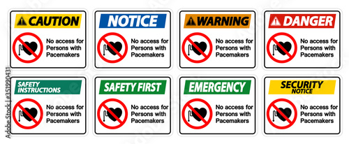 No Access For Persons With Pacemaker Symbol Sign On White Background