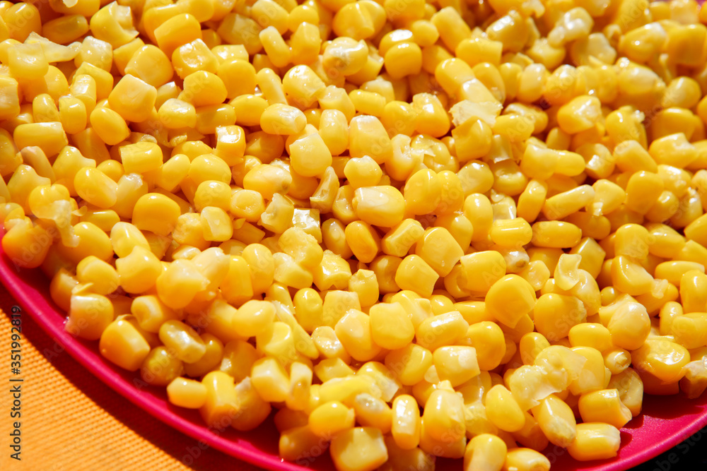 Yellow pattern from the grain of corn. Background with space for text in the product and food concept Yellow pattern from the grain of corn. Background with space for text in the product and food concept