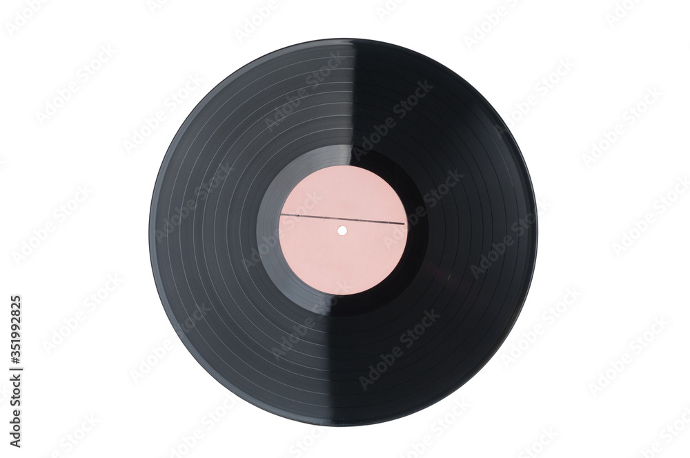 Fototapeta premium Vintage vinyl record disc close up isolated on white background