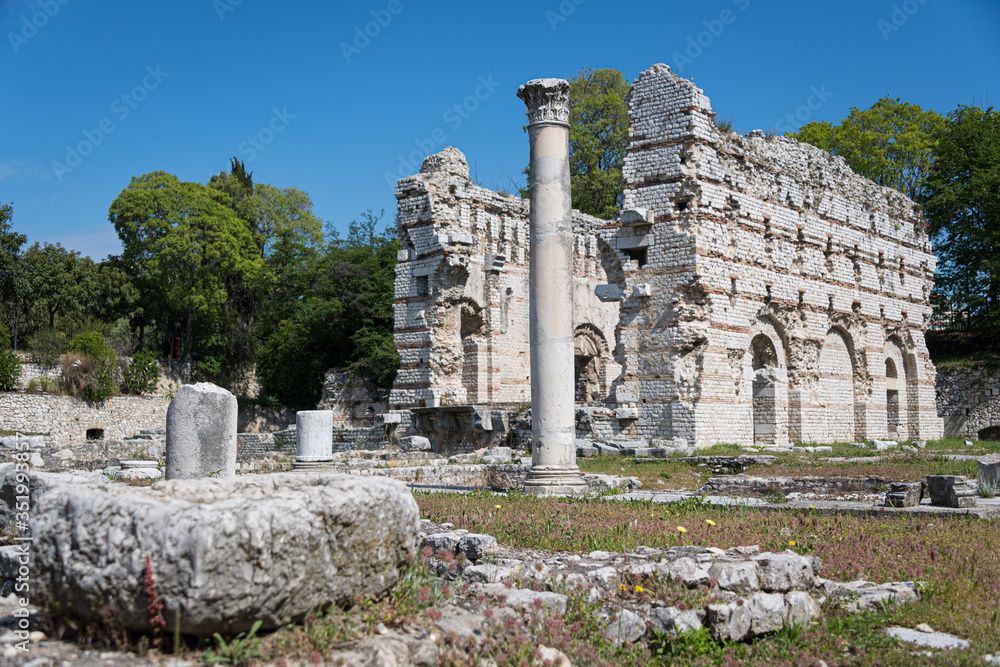 Cemenelum, Nice, France - April 2014: the Roman ruins outside Nice, France