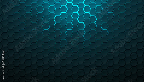 Abstract dark hexagonal futuristic background. 