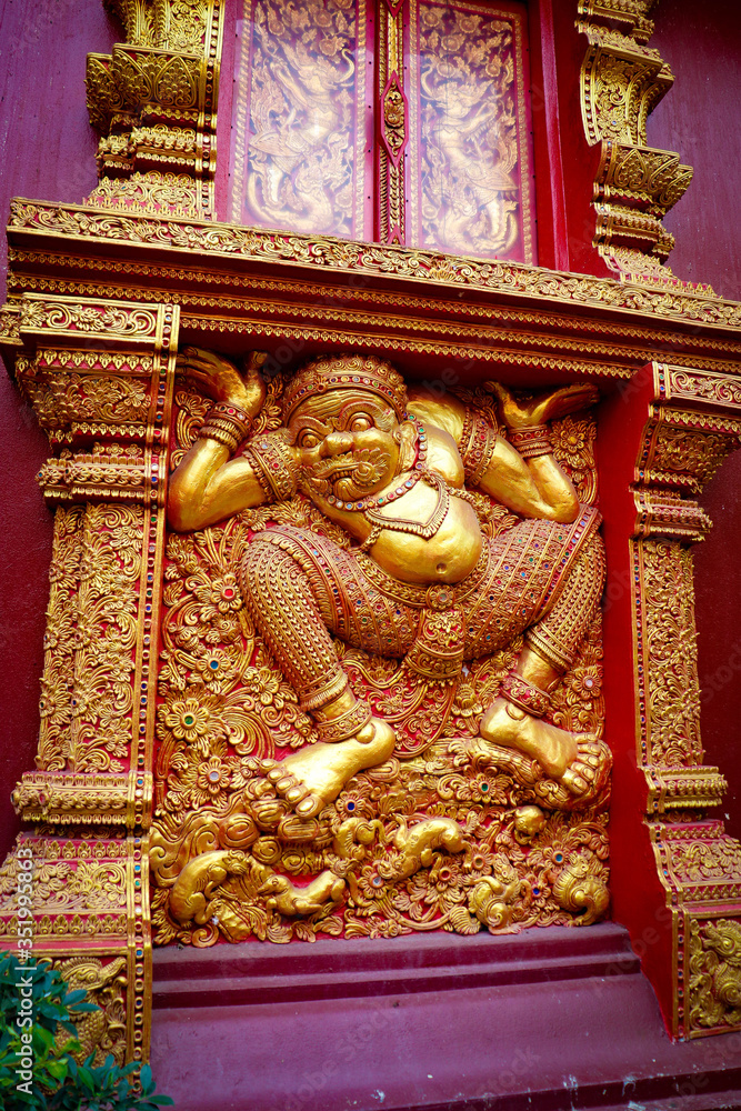 Fototapeta premium A beautiful view of Wat Sri Suphan buddhist temple at Chiang Mai, Thailand.