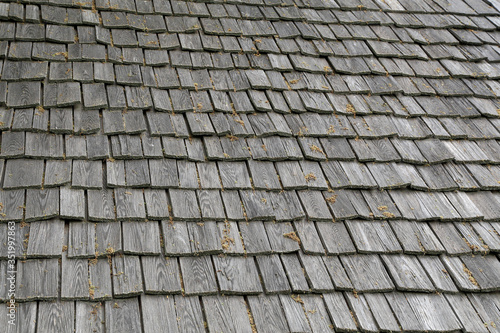 Traditional wooden roof tile of old house