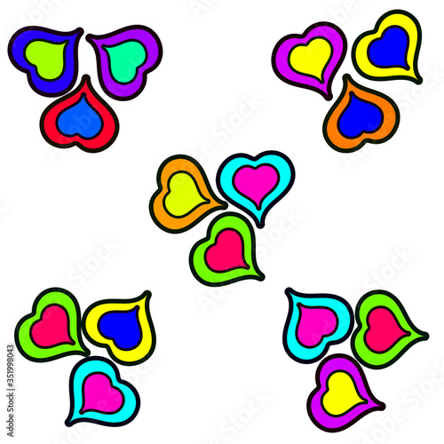 pattern drawing of a multicolored heart  sad  cheerful  on a white background