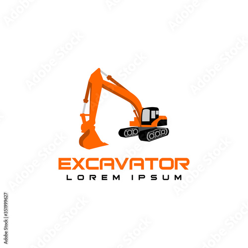 Excavator heavy equipment template vector for construction company. Excavator silhouette template vector.Creative excavator illustration for designs template. Excavator logo on a white background