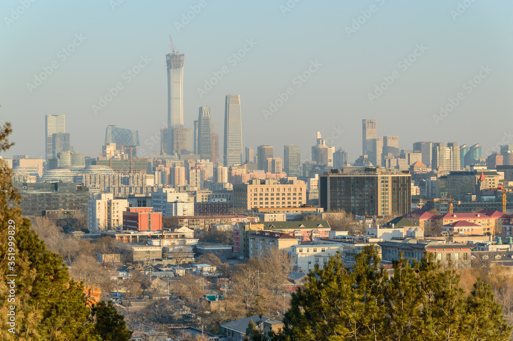 A panorama of the city from the Beihai East Gate hill in Jingshan Park, view of the south-eastern part of the city.