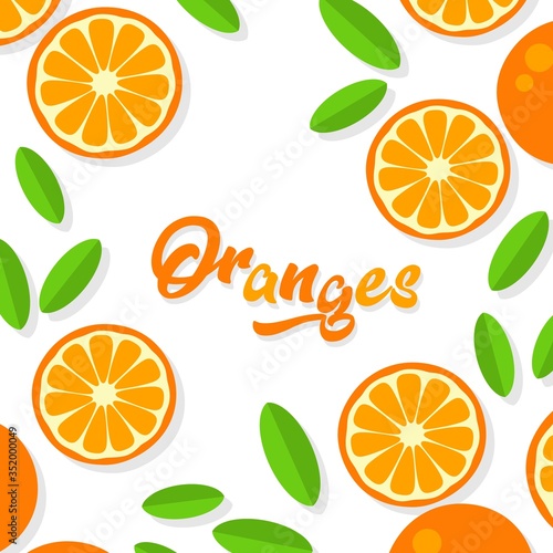 Orange background. Orange tangerine grapefruit lemon lime on a white background. Vector illustration of summer fruits and citrus. Citrus icons and silhouettes. Cute painted oranges. Tropical fruits