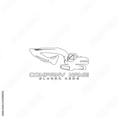 Excavator heavy equipment template vector for construction company. Excavator silhouette template vector.Creative excavator illustration for designs template. Excavator logo on a white background