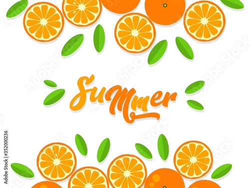 Orange background. Orange tangerine grapefruit lemon lime on a white background. Vector illustration of summer fruits and citrus. Citrus icons and silhouettes. Cute painted oranges. Tropical fruits
