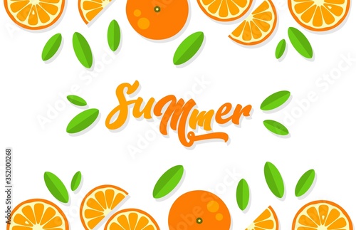 Orange background. Orange tangerine grapefruit lemon lime on a white background. Vector illustration of summer fruits and citrus. Citrus icons and silhouettes. Cute painted oranges. Tropical fruits