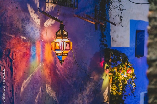 Colorful lantern in Chechaouen, Morocco  photo