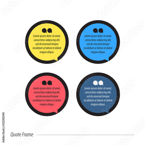Quote frames blank templates set. Text in brackets, citation empty speech bubbles, quote bubbles. Textbox isolated on color background. Vector illustration.