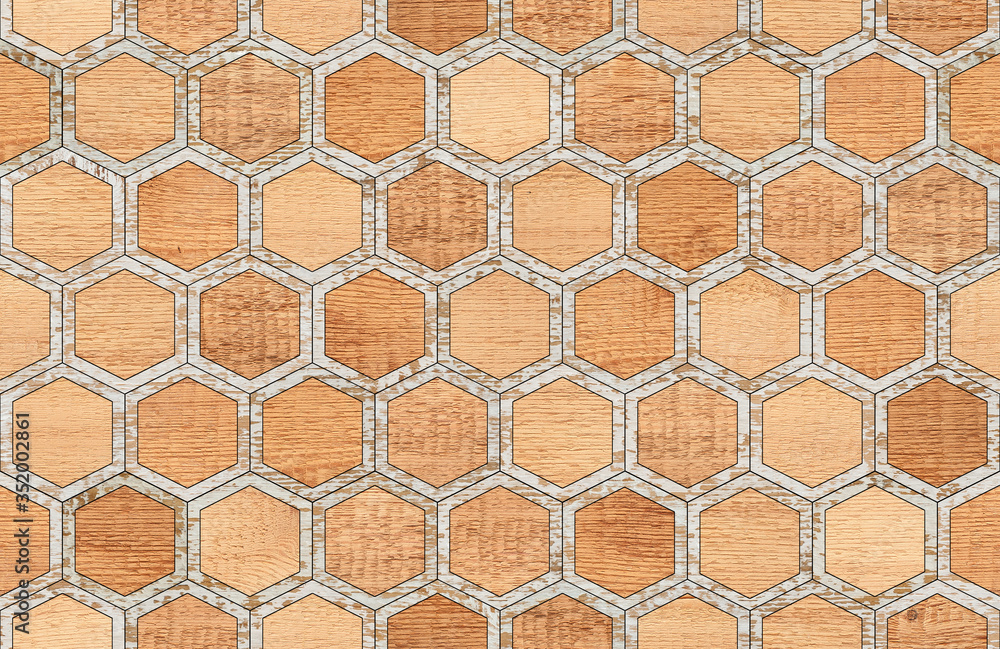 Wooden floor with hexagonal pattern. Wood texture. Wooden floor with hexagonal pattern. Wood texture.
