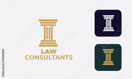 law logo can be used for law consultants -justice -royal law - law firm - lawyer, law office, notary, hammer  - an attorney with modern style, with cream color, white, blue 