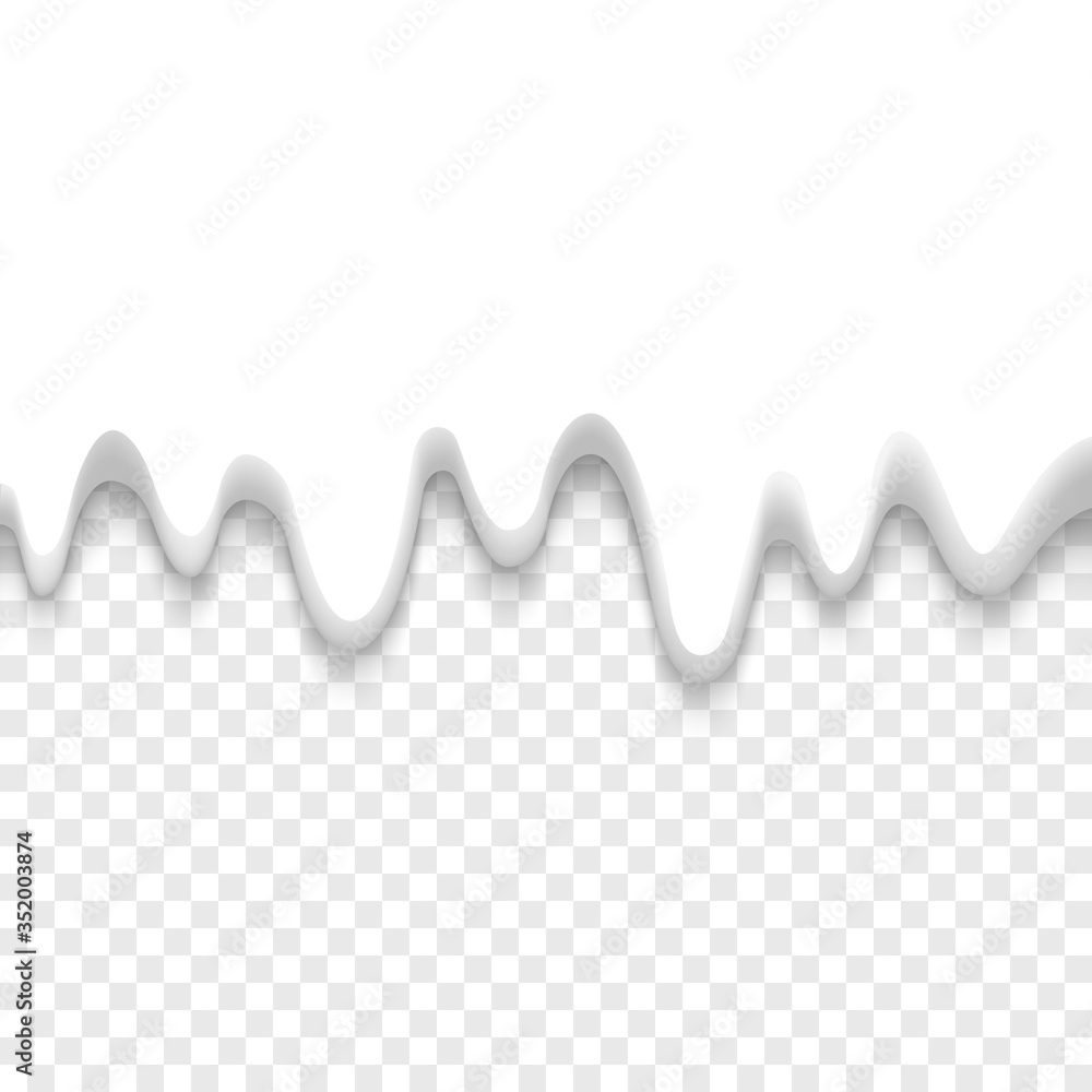 White flowing liquid on a transparent background. Drops of milk. Cream. Yogurt. Vector illustration. White flowing liquid on a transparent background. Drops of milk. Cream. Yogurt. Vector illustration.