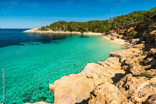 Ibiza beach, Cala Saladeta beach located in western Ibzia island, Spain. photo