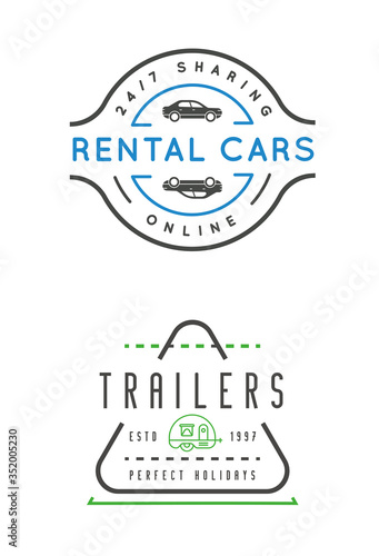 Set of Vector Car Rental Service Elements can be used as Logo or Icon in premium quality
