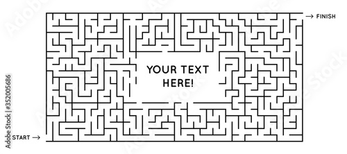 Vector Maze on White Background. Text Box Template. Pattern for children books, magazines.