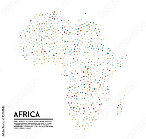 Geometric simple minimalistic style map of African Continent background. Colorful triangles on white background. Triangular pattern for your business design. Vector.