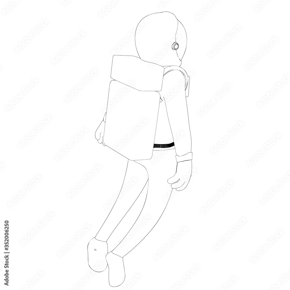 sketch of spaceman in zero gravity vector sketch of spaceman in zero gravity vector