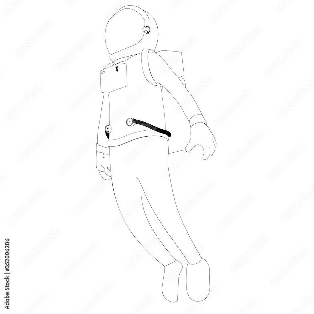 sketch of spaceman in zero gravity vector sketch of spaceman in zero gravity vector