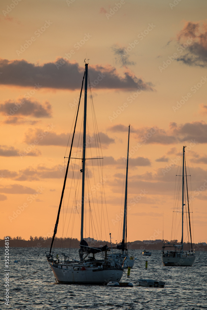 sailboat at sunrise - Miami Florida