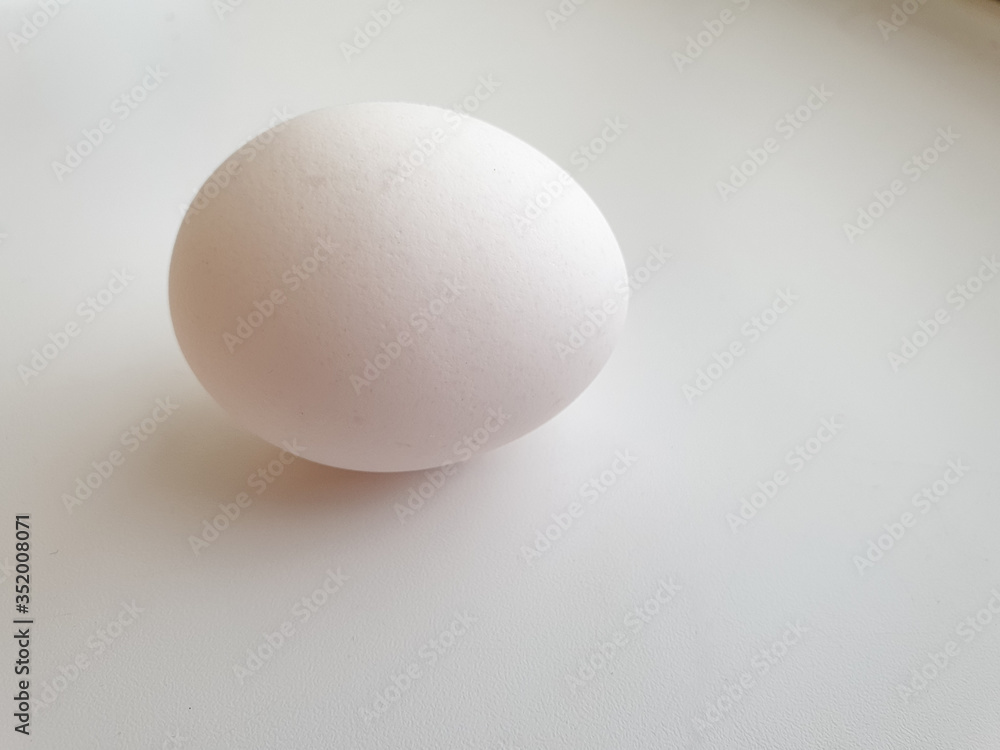white chicken egg on a white background white chicken egg on a white background