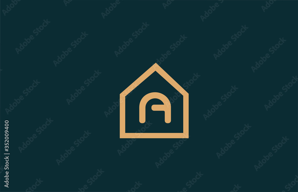 yellow A alphabet letter logo icon for company and business with house contour design yellow A alphabet letter logo icon for company and business with house contour design