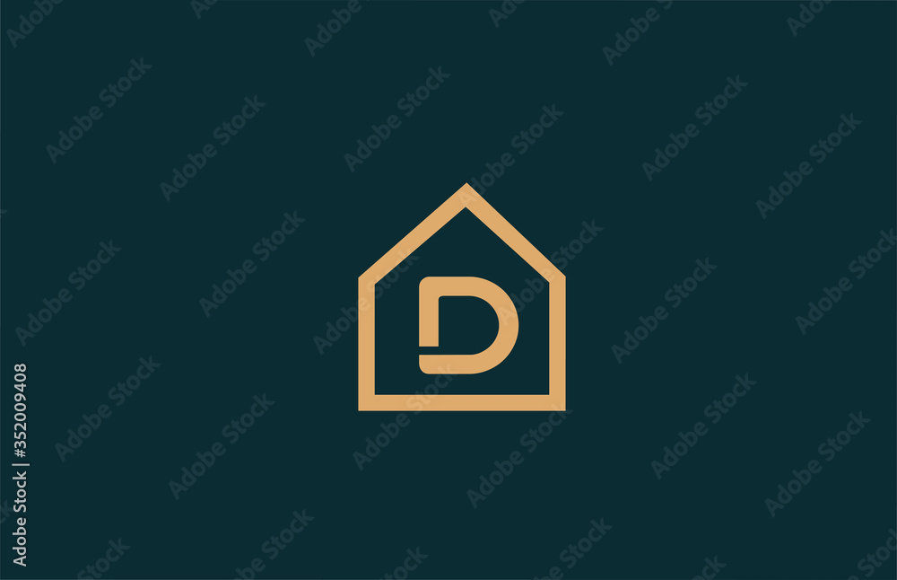 yellow D alphabet letter logo icon for company and business with house contour design yellow D alphabet letter logo icon for company and business with house contour design