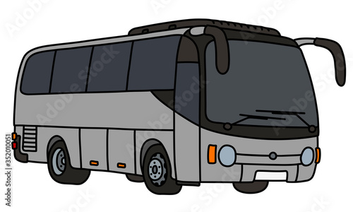 The vectorized hand drawing of a gray touristic bus