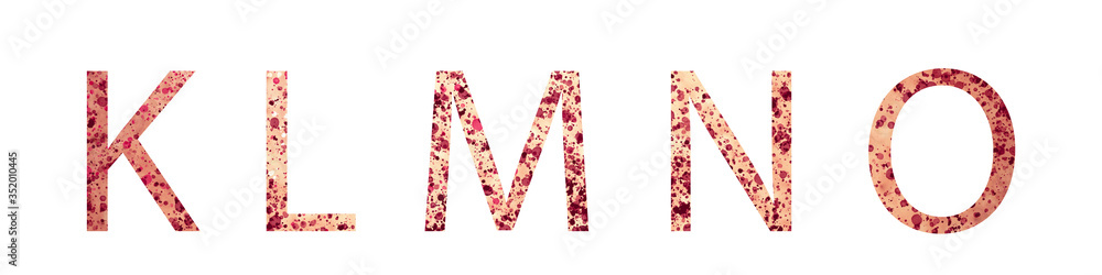 Alphabet with blood stains on a white background Alphabet with blood stains on a white background