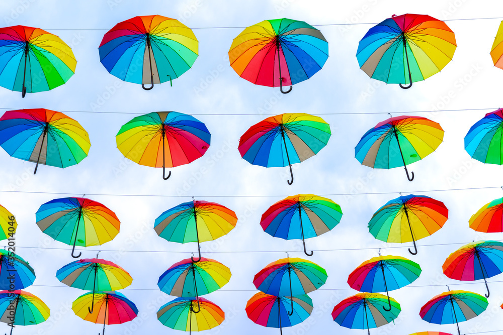 City decorations. Many different umbrellas City decorations. Many different umbrellas
