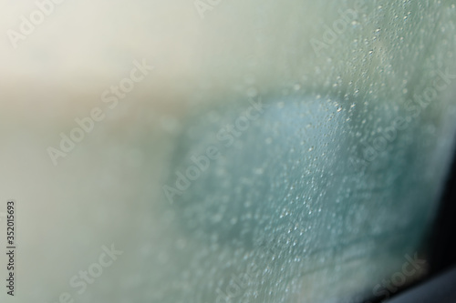 Drops after rain rain on car glass