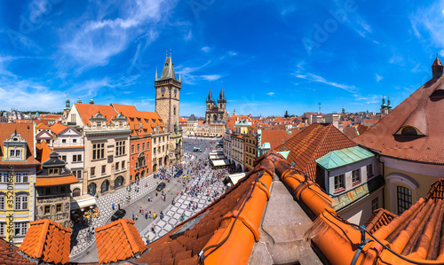 Panoramic aerial view of Prague