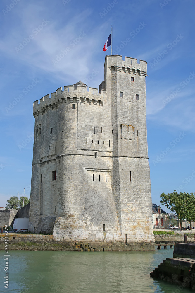 Saint Nicolas Tower; the old harbour entrance fortification of the city of La Rochelle, Charente Maritime, France.