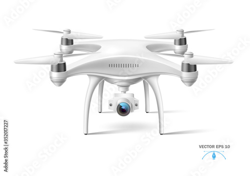 Vector realistic quad copter air drone with camera