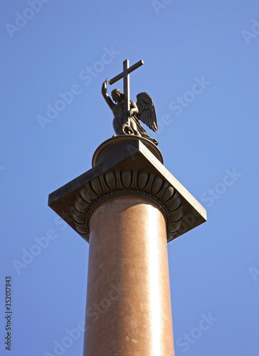 Alexander (Alexandrian) Column at Palace Square in Saint Petersburg. Russia