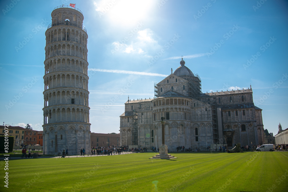 The Leaning Tower of Pisa in Italy. journey to Italy
