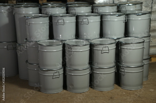200 liter barrels in the production warehouse