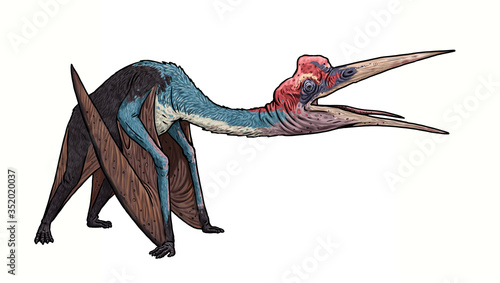 Prehistoric pterosaur - Quetzalcoatlus. Flying reptiles from jurassic period. photo