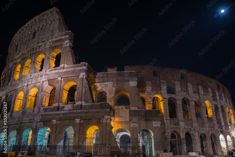 The Colosseum in Rome, night photo