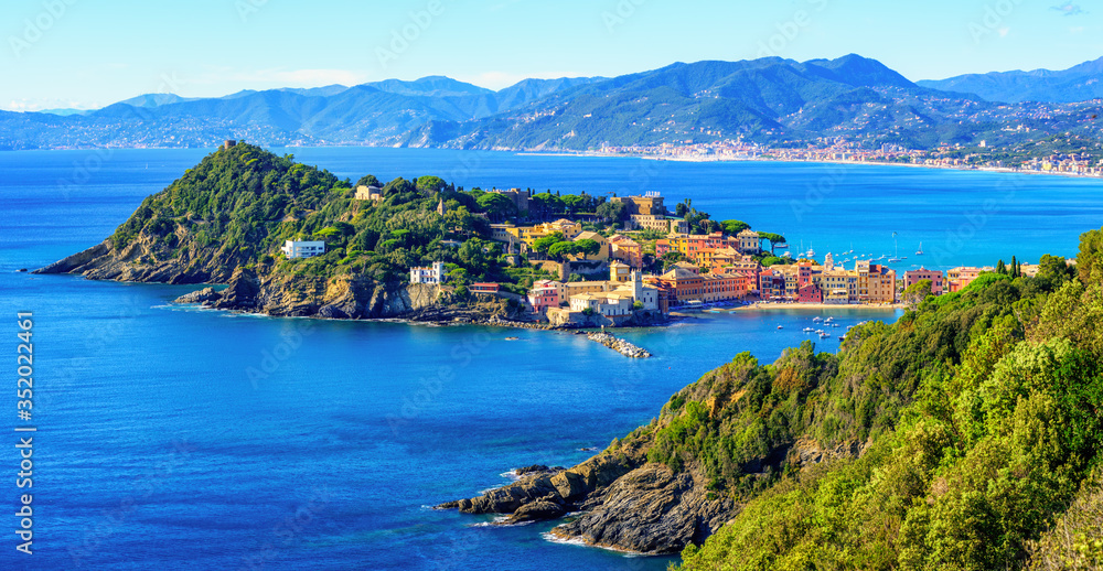 Panoramic view of Sestri Levante, Liguria, Italy
