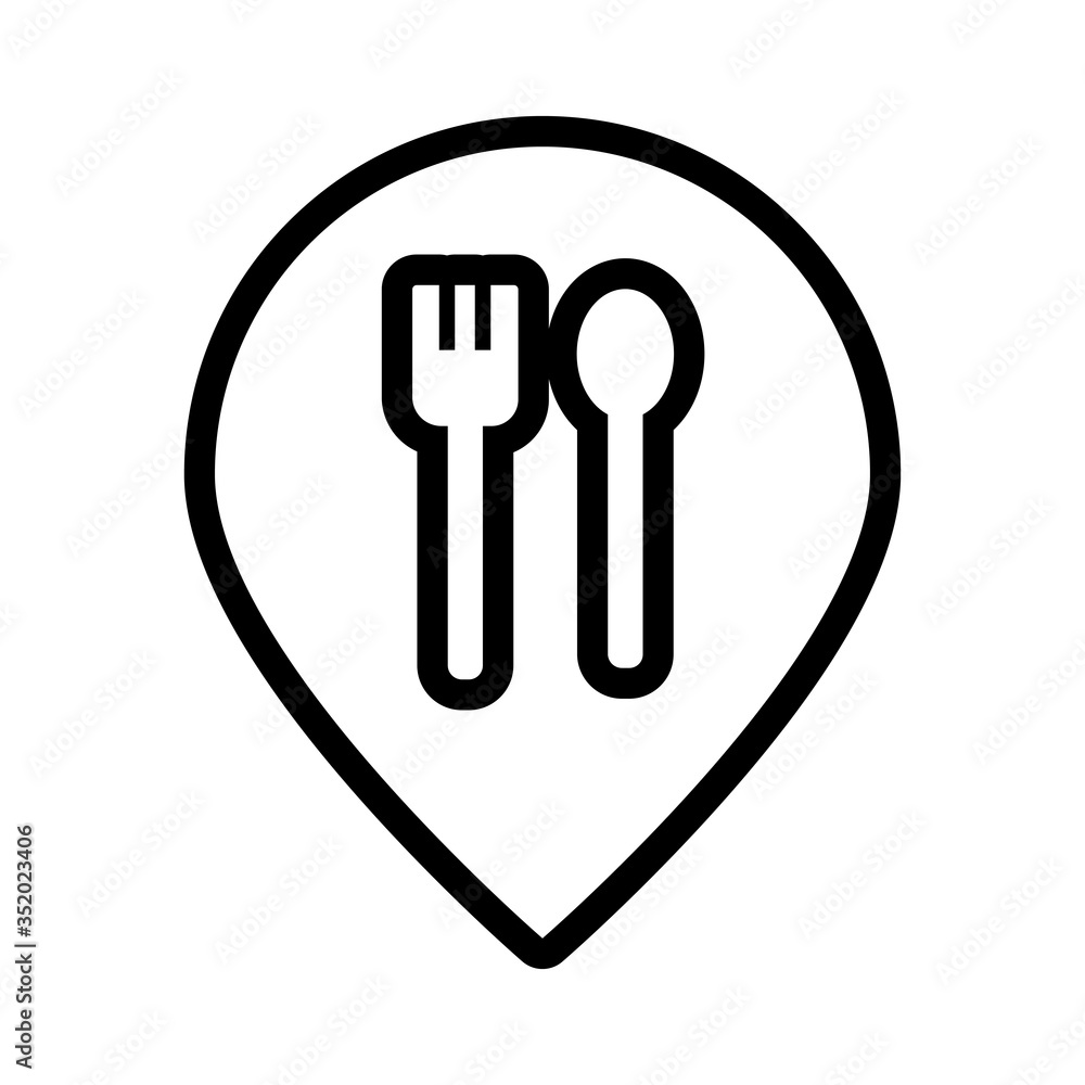 pin with cutleries flat style icon pin with cutleries flat style icon