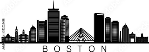 Billede på lærred BOSTON City Massachusetts Skyline Silhouette Cityscape Vector