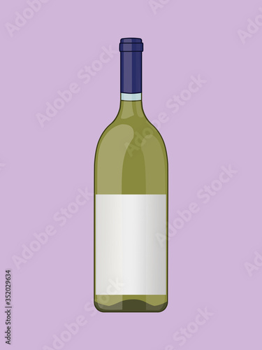 Illustration of a white wine bottle with a blank label