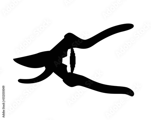 Silhouette of garden shears. Secateurs - vector black silhouette for logo or pictogram. Secateurs sign or icon.