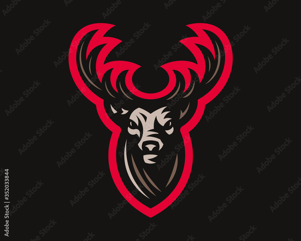 Deer head logo. Antler line icon. Reindeer Nature symbol. Elk horn emblem.  Vector illustration. Stock Vector | Adobe Stock
