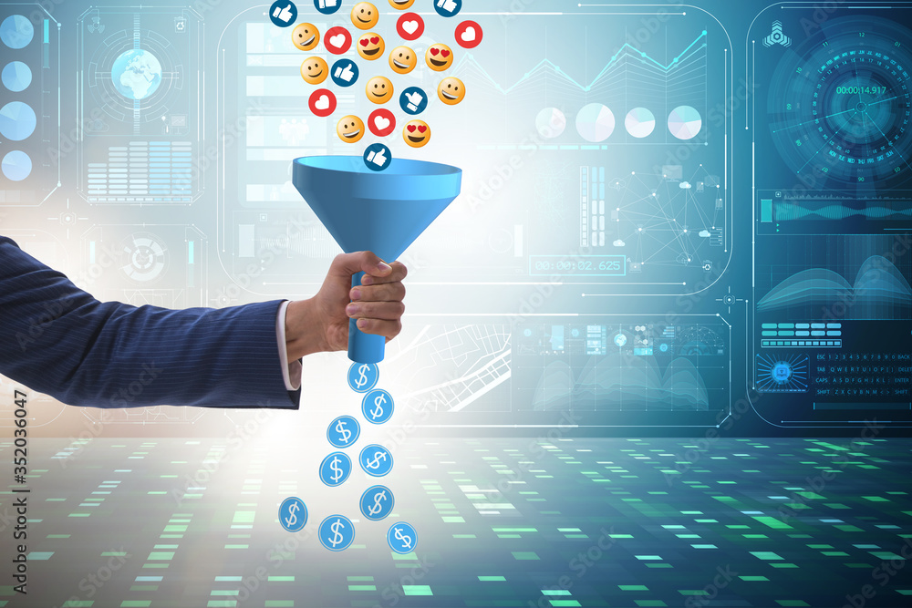 Φωτογραφία Social network monetization concept with businessman